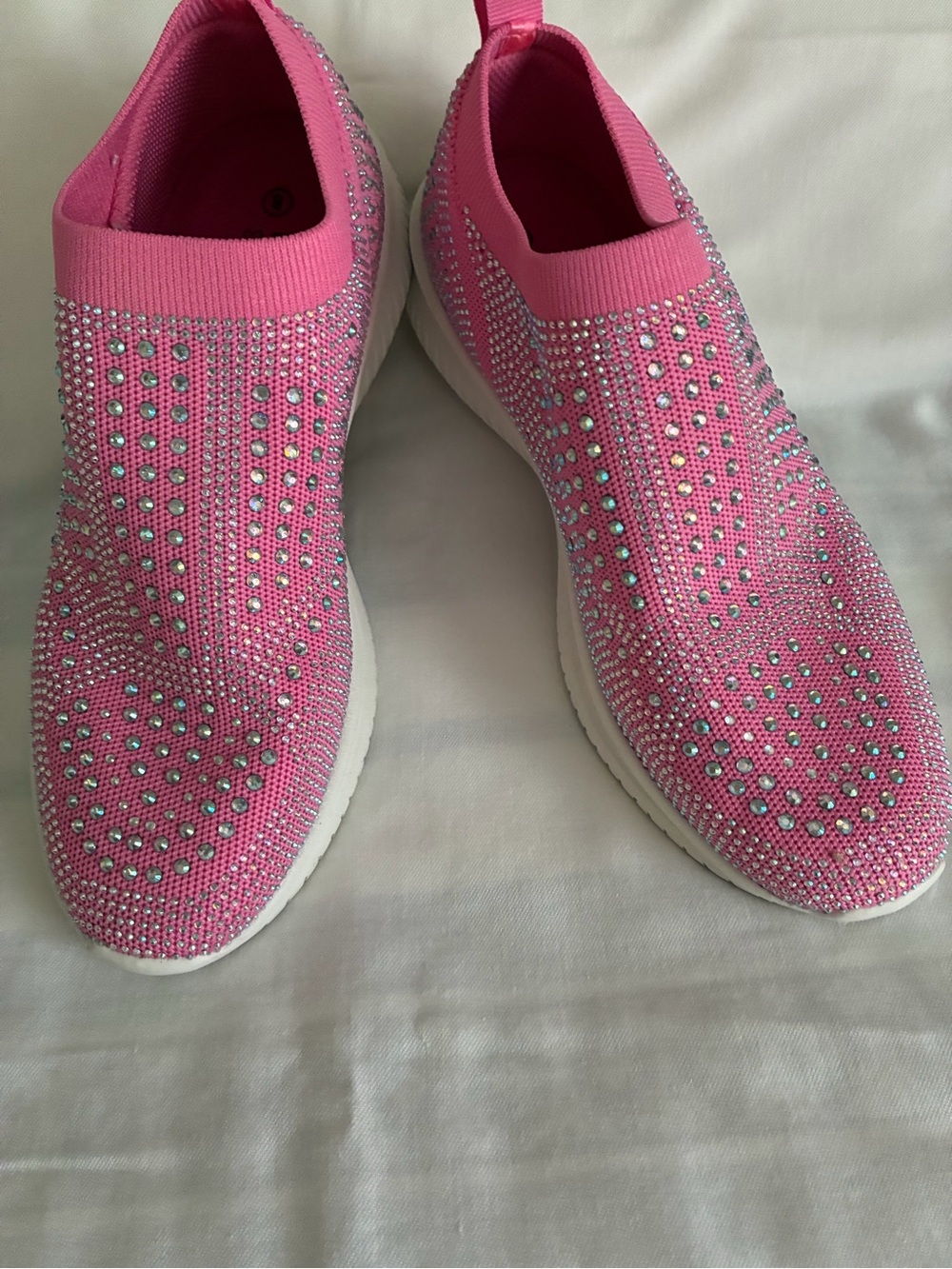 Women’s Pink Slip-On Athletic Sneakers with Crystal Accents